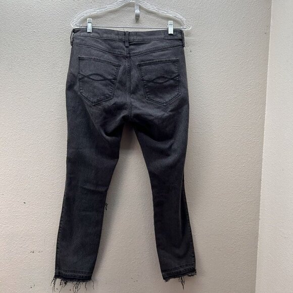 Abercrombie & Fitch Jeans 29/8 High Rise Ankle Black Distressed Frayed Raw Hems - Picture 4 of 5